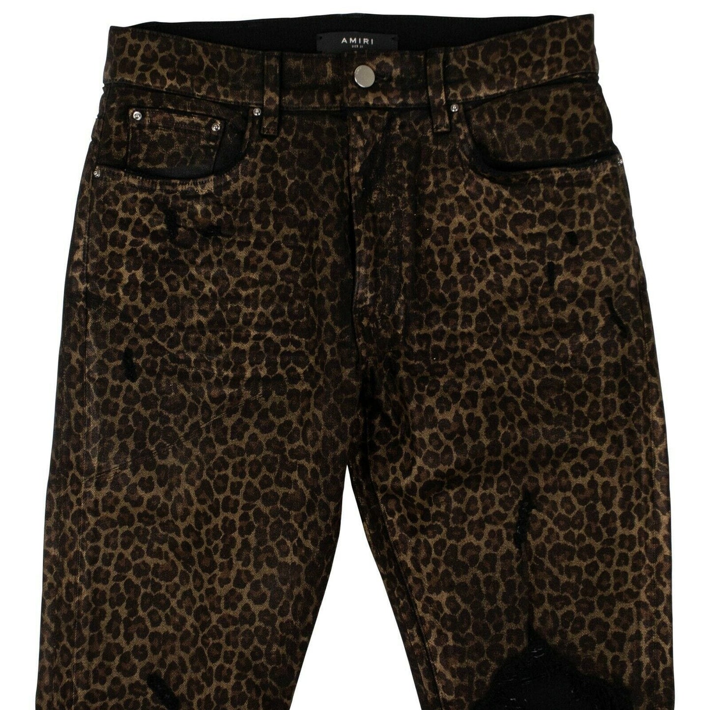Broken Leopard Coated Jeans - Dark Leopard