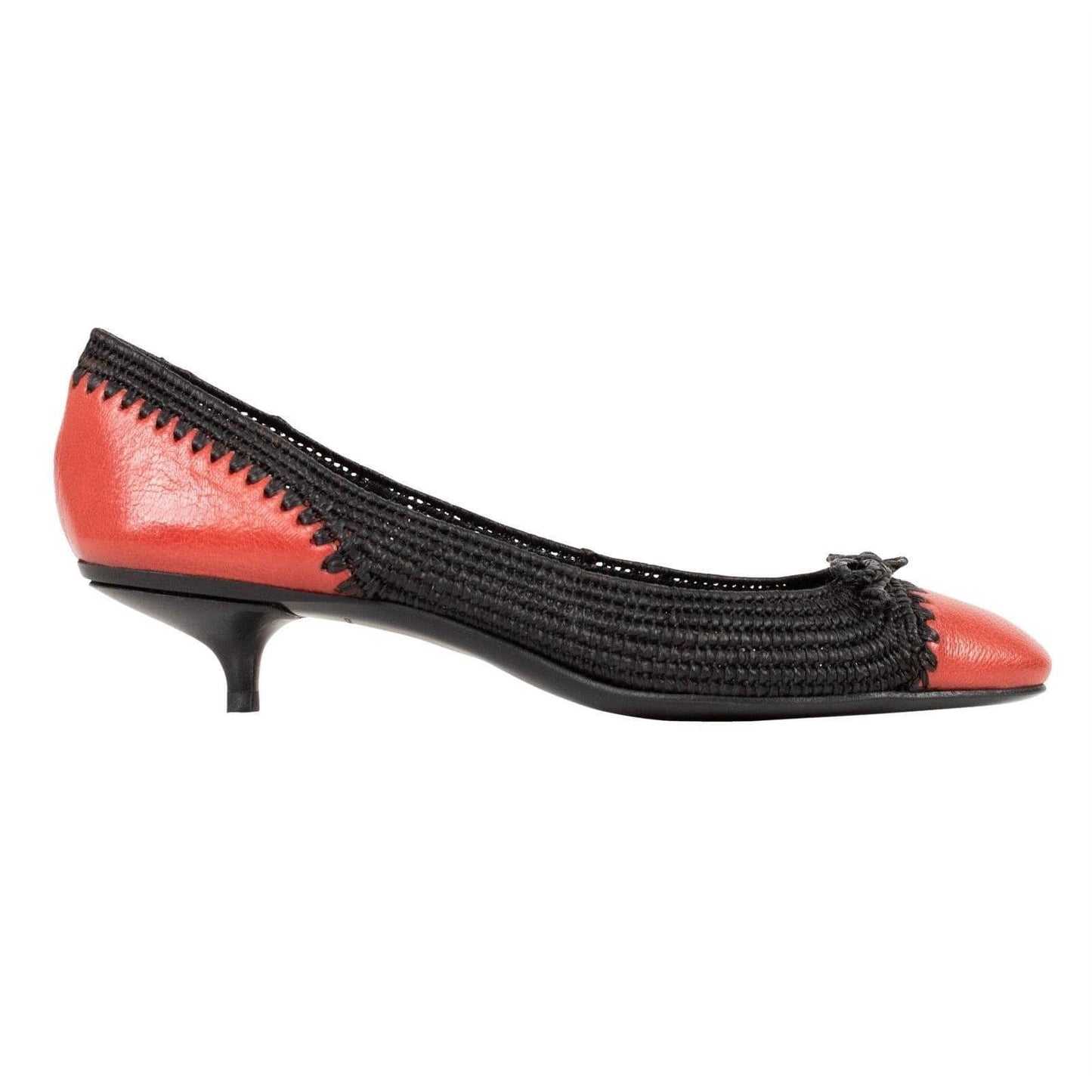 Wicker Cap Toe Pumps - Black / Red