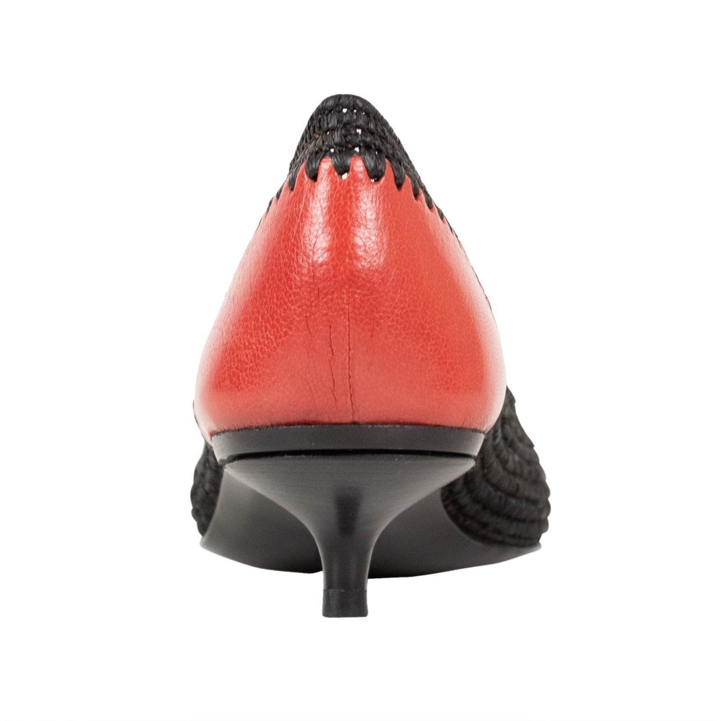 Wicker Cap Toe Pumps - Black / Red