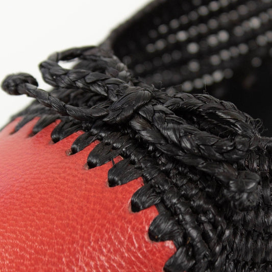 Wicker Cap Toe Pumps - Black / Red