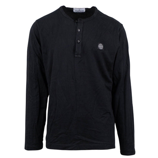 Black Long Sleeve Cotton Round Neck T-Shirt