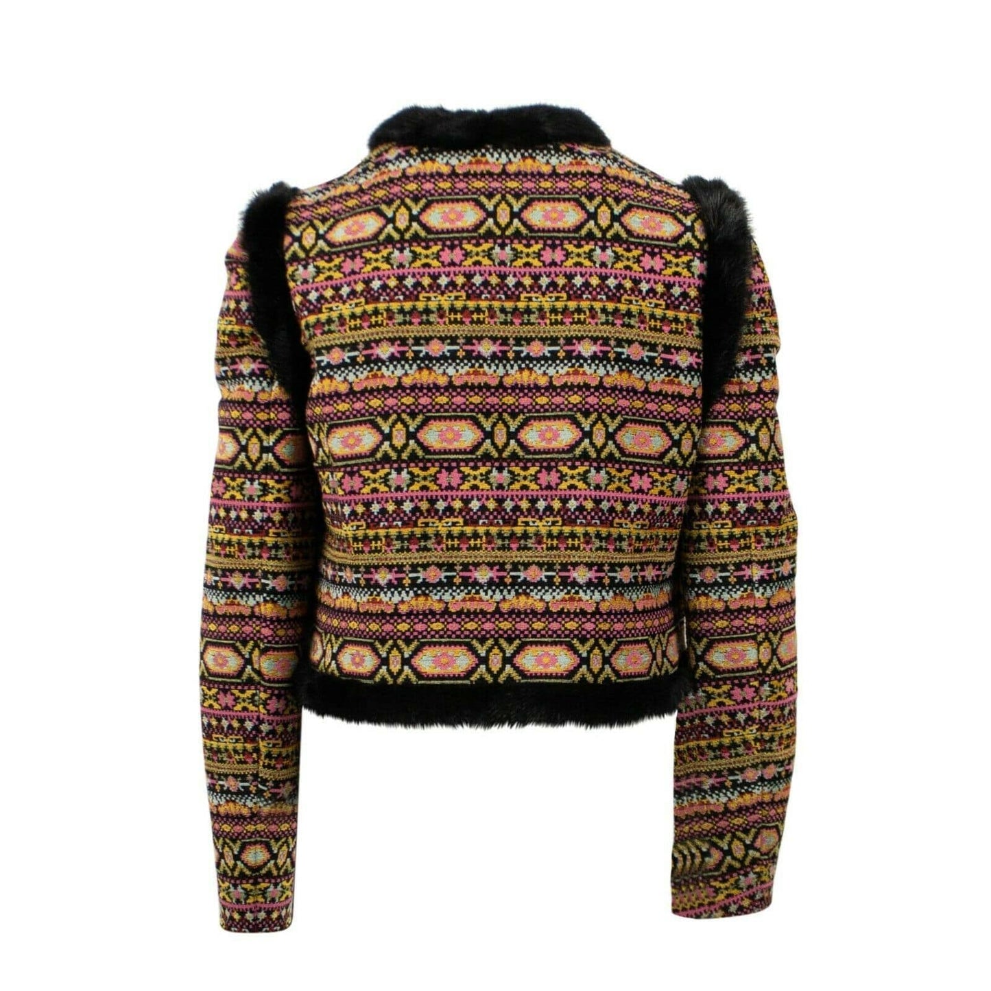 Tribal Pattern With Fur Trim Blazer Jacket - Multi
