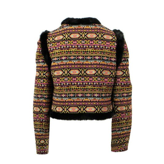 Tribal Pattern With Fur Trim Blazer Jacket - Multi