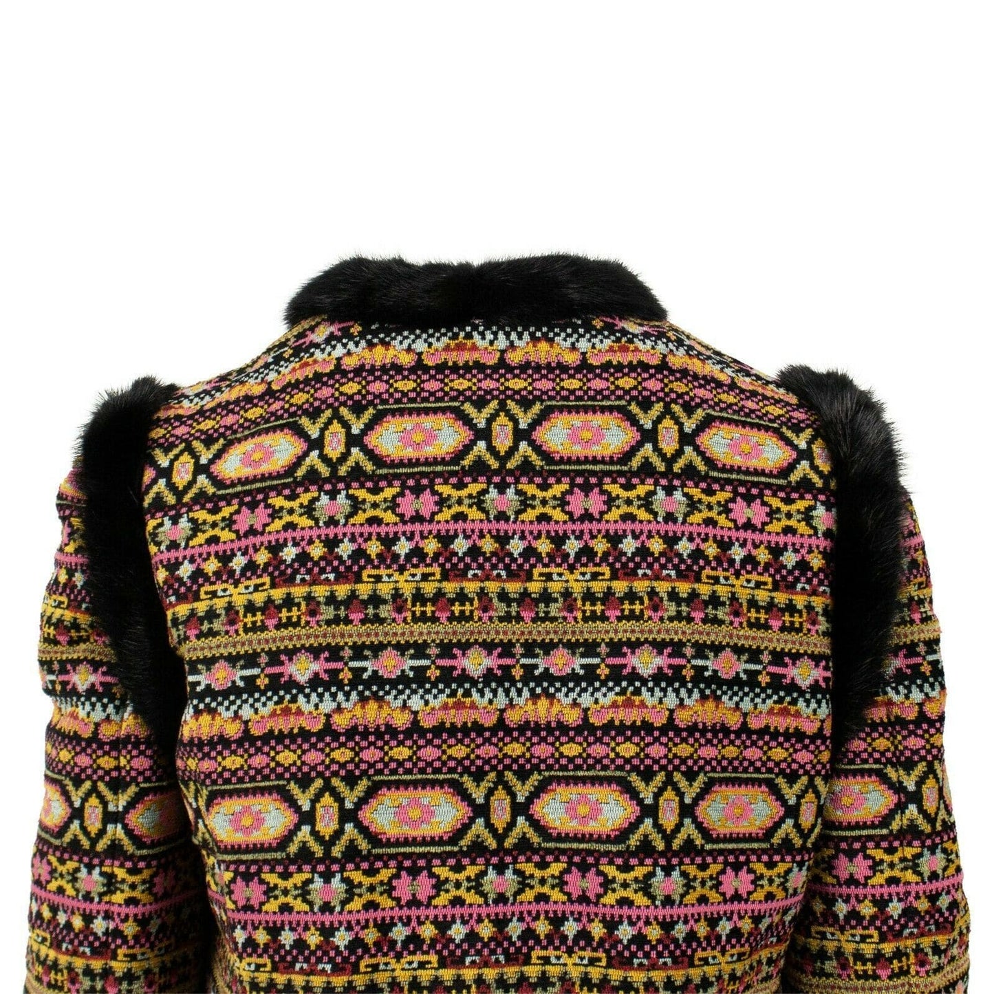 Tribal Pattern With Fur Trim Blazer Jacket - Multi