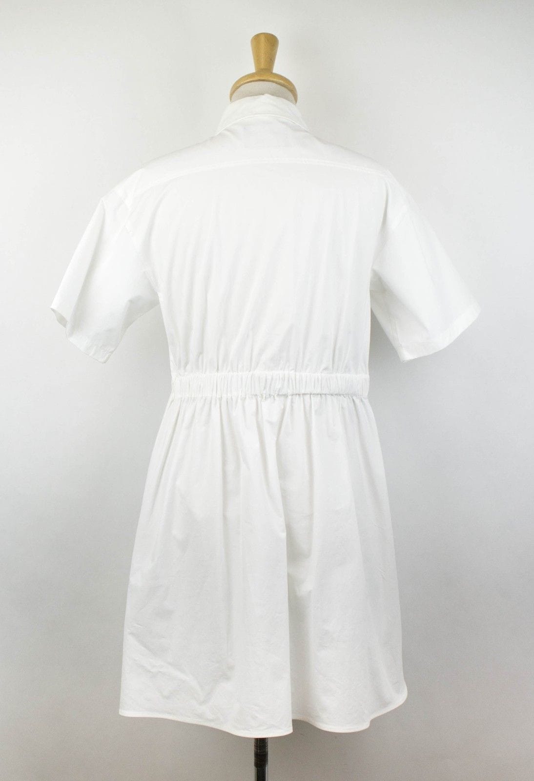 Cotton Blend Short Sleeve Shirt Dress - Dress