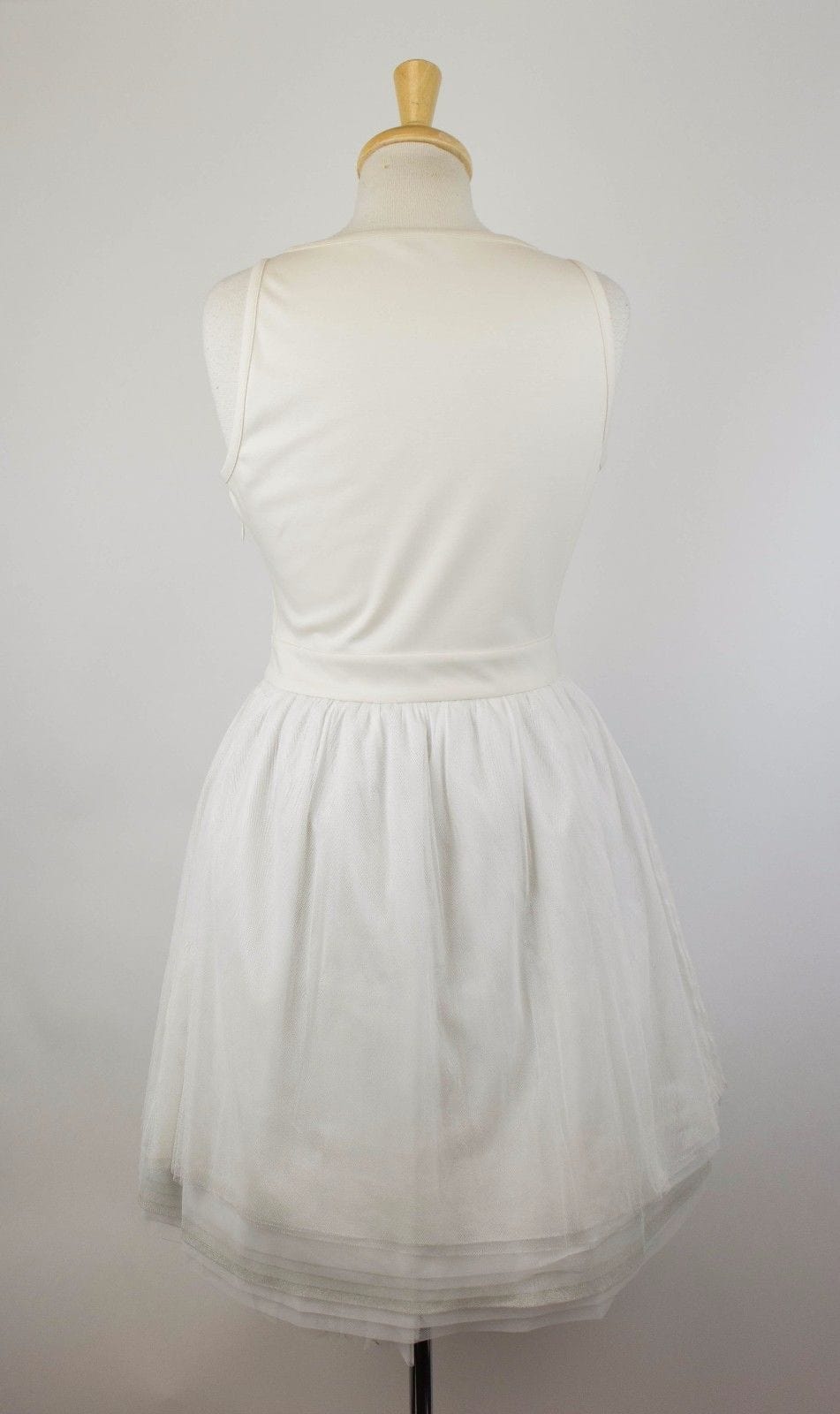 Cotton Blend Tulle Skirt Dress - Ivory