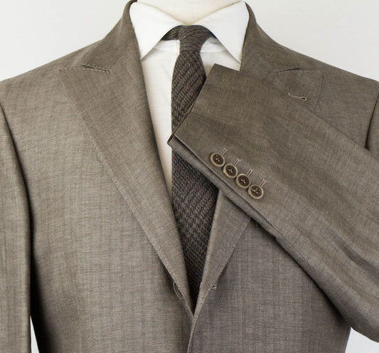 Wool Blend 3 Roll 2 Button Suit - Brown