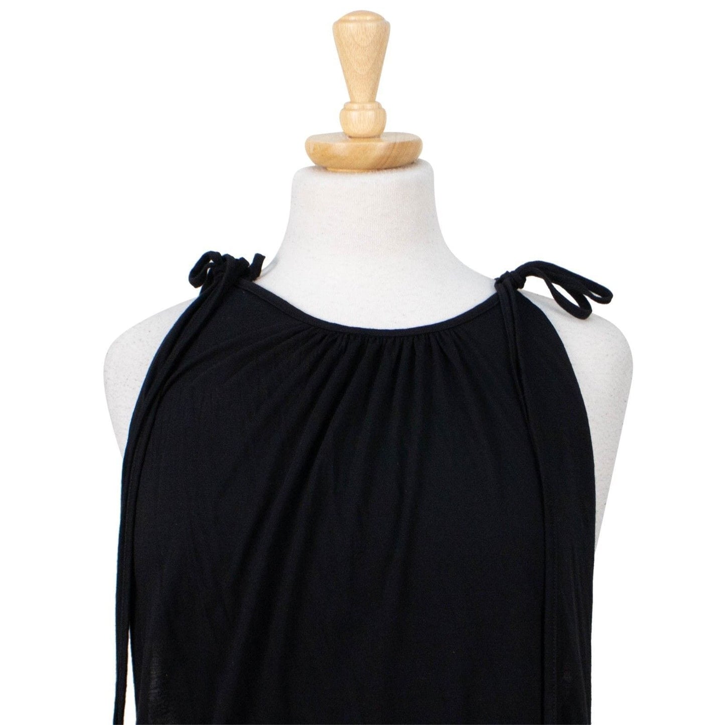 Tie Shoulder Tunic Dress - Black