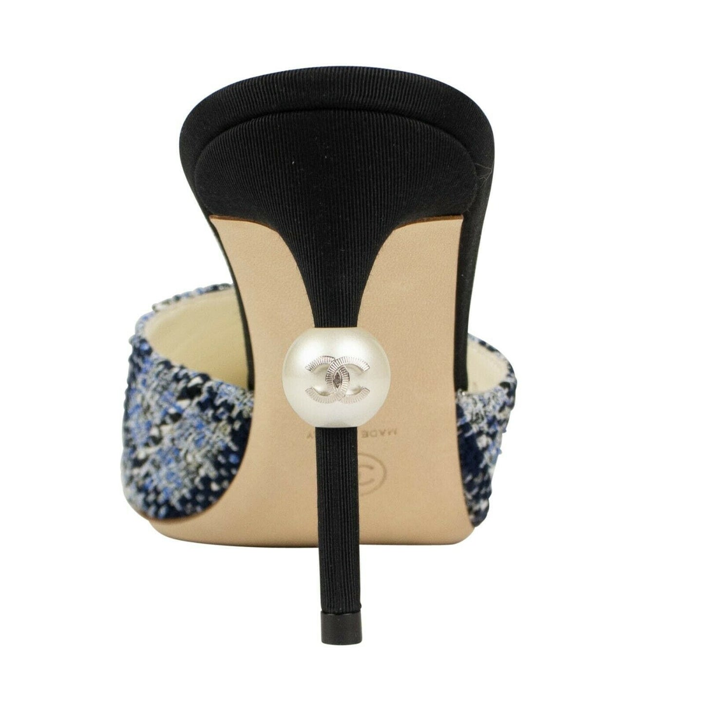Blue Tweed And Grosgrain Cap Toe Pumps - Blue