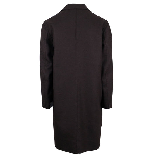 Brown Wool Blend Full Length Slim Fit Coat