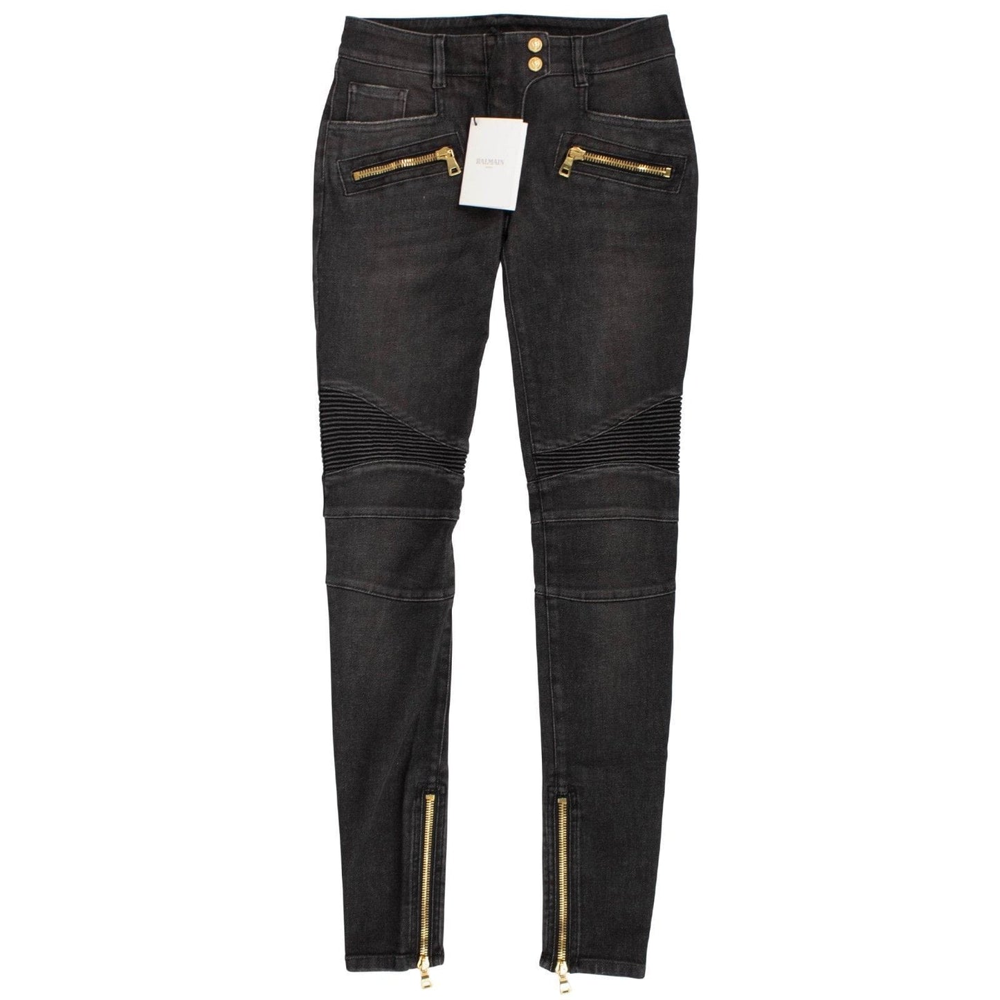 Zips Moto Biker Jeans - Gray