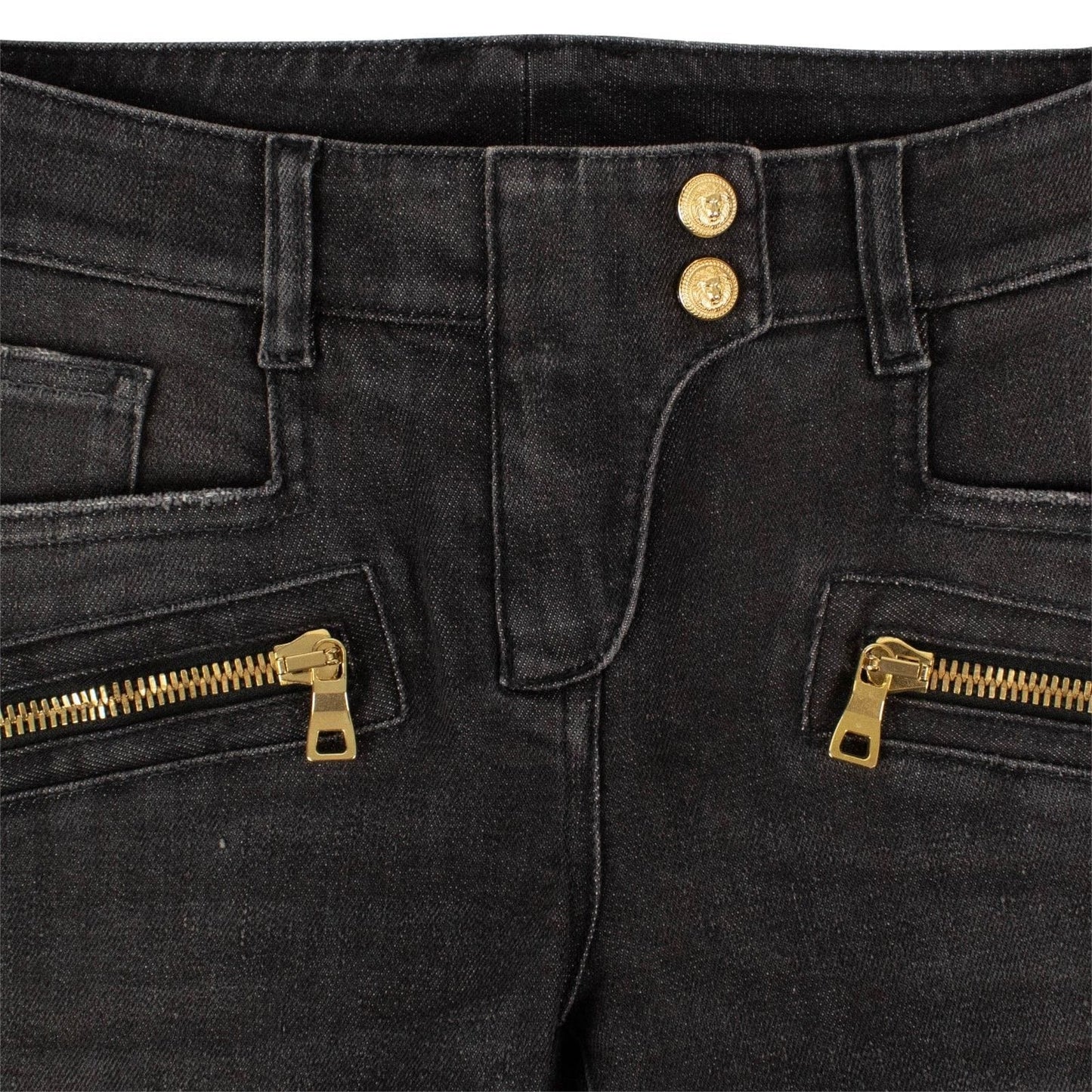 Zips Moto Biker Jeans - Gray
