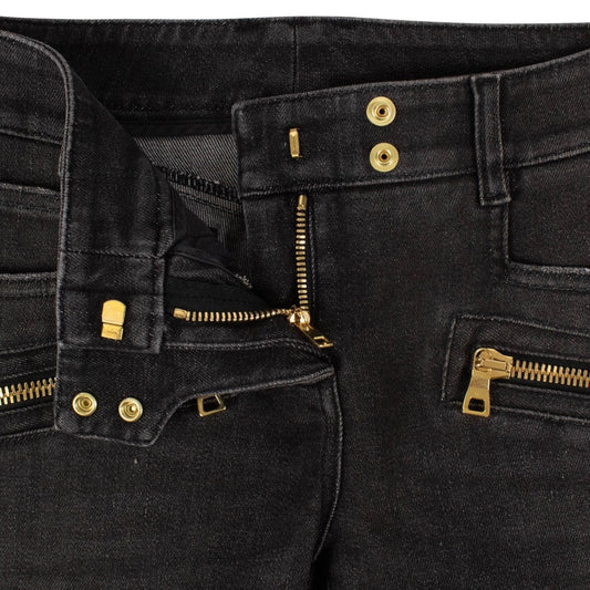 Zips Moto Biker Jeans - Gray