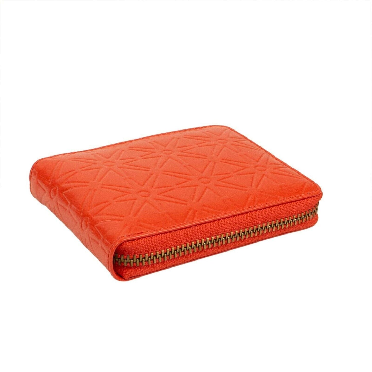 Leather Star Embossed Small Wallet - Orange