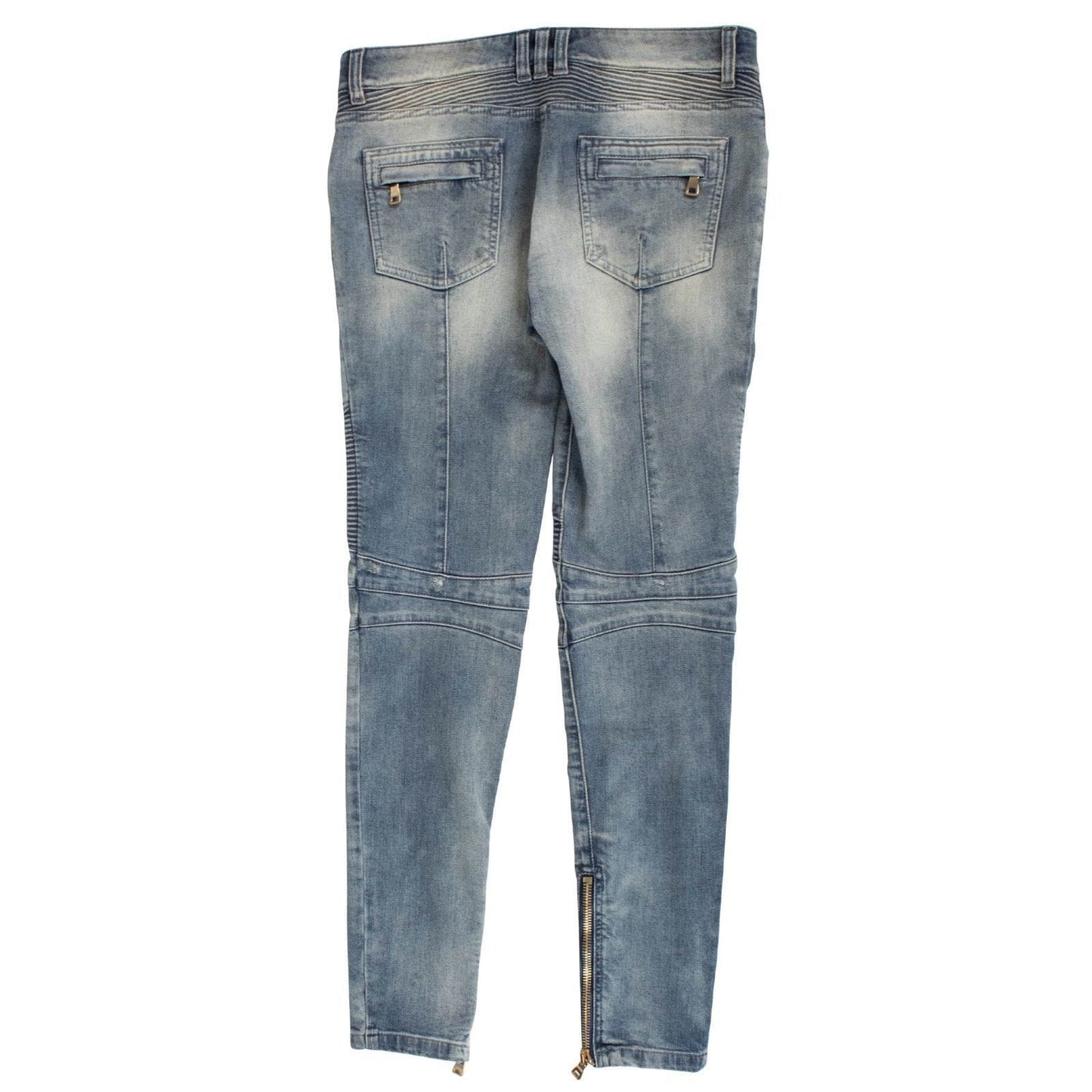 Vintage Distressed Moto Jeans - Blue