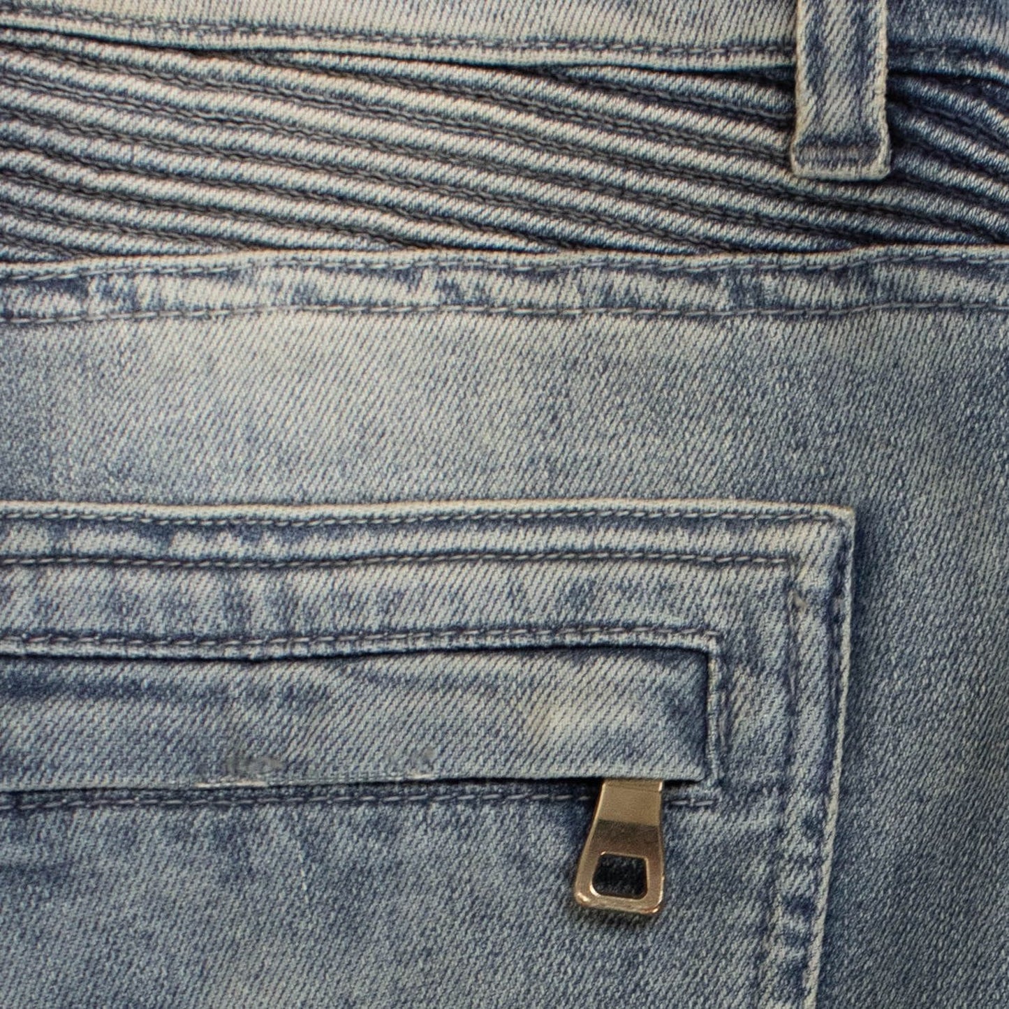 Vintage Distressed Moto Jeans - Blue
