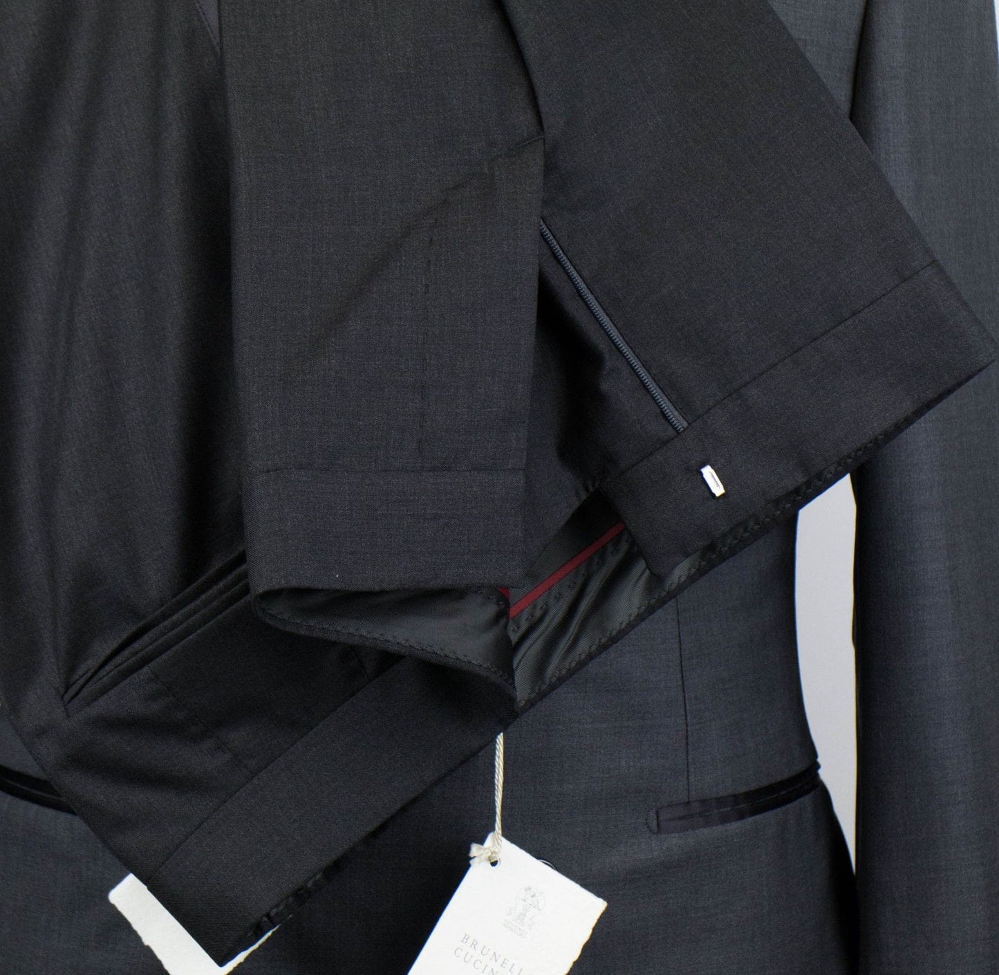 Wool & Silk Double Breasted Tuxedo Suit - Gray