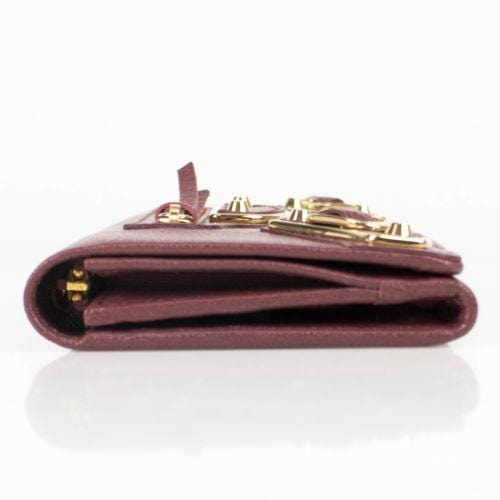 Leather Metallic Money Zip Around Clutch Wallet - Brown
