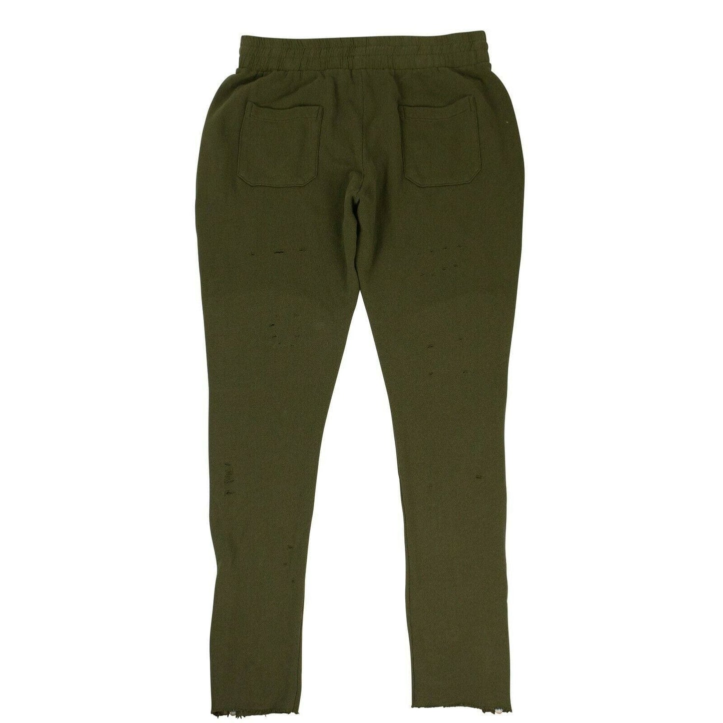 Moto Distressed Sweatpants - Olive Green