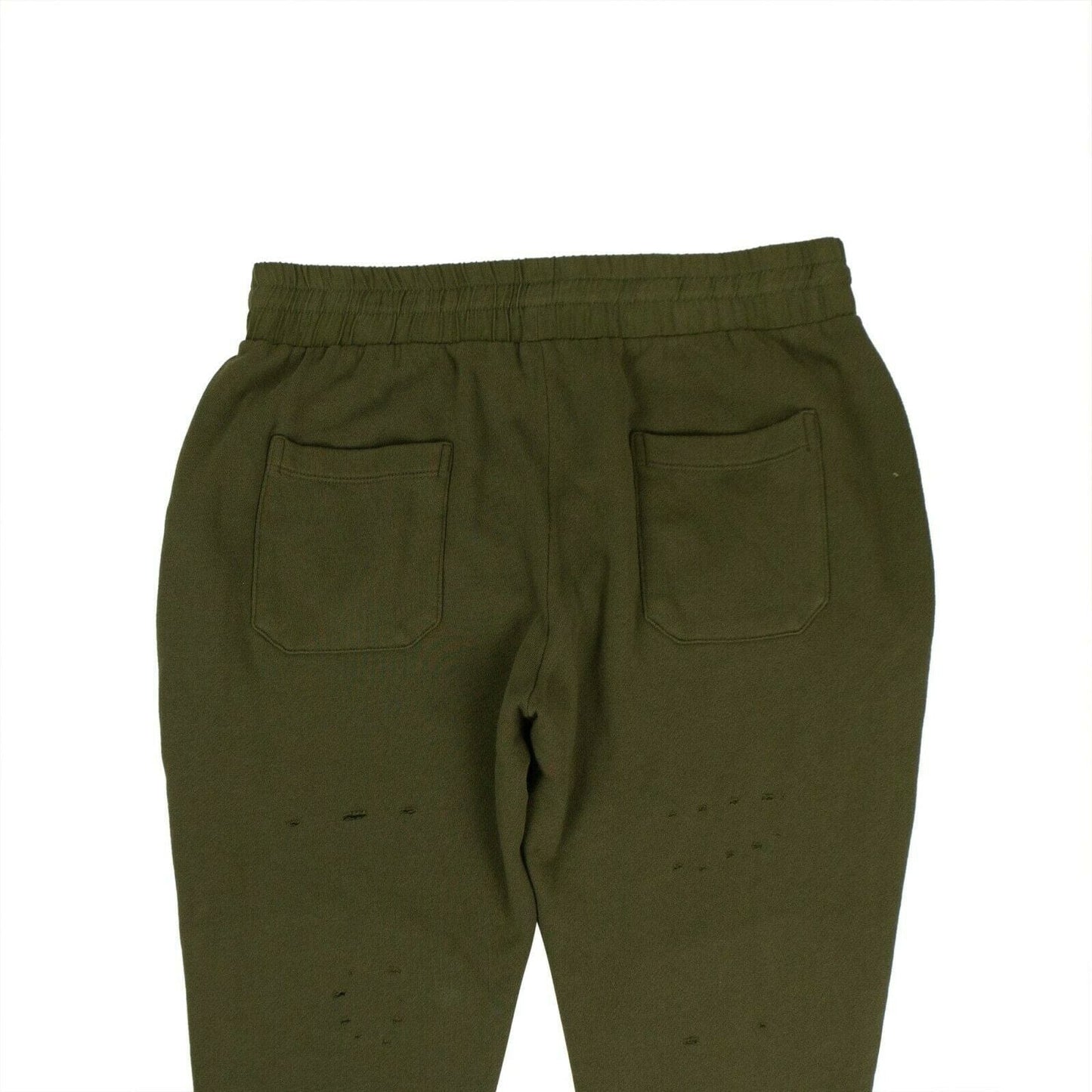 Moto Distressed Sweatpants - Olive Green