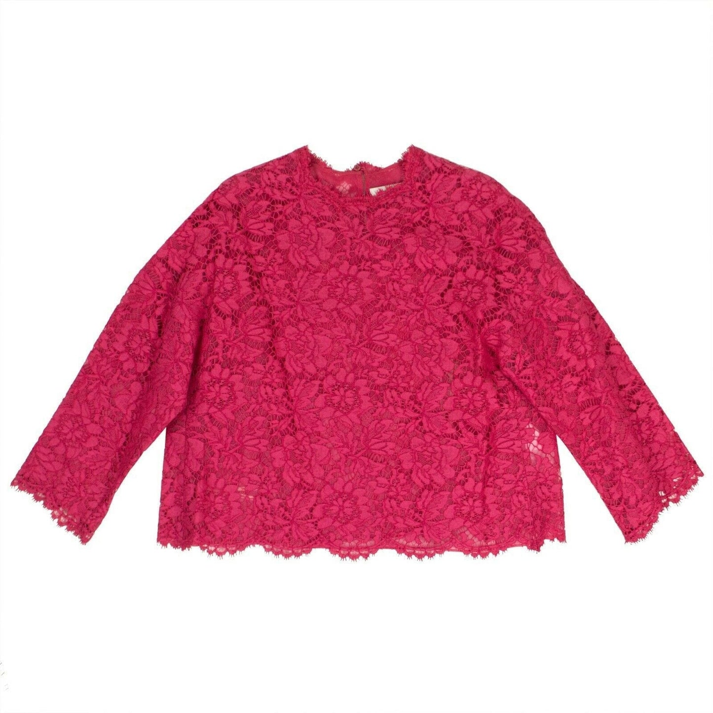 Lace Long Sleeve Floral Top - Pink