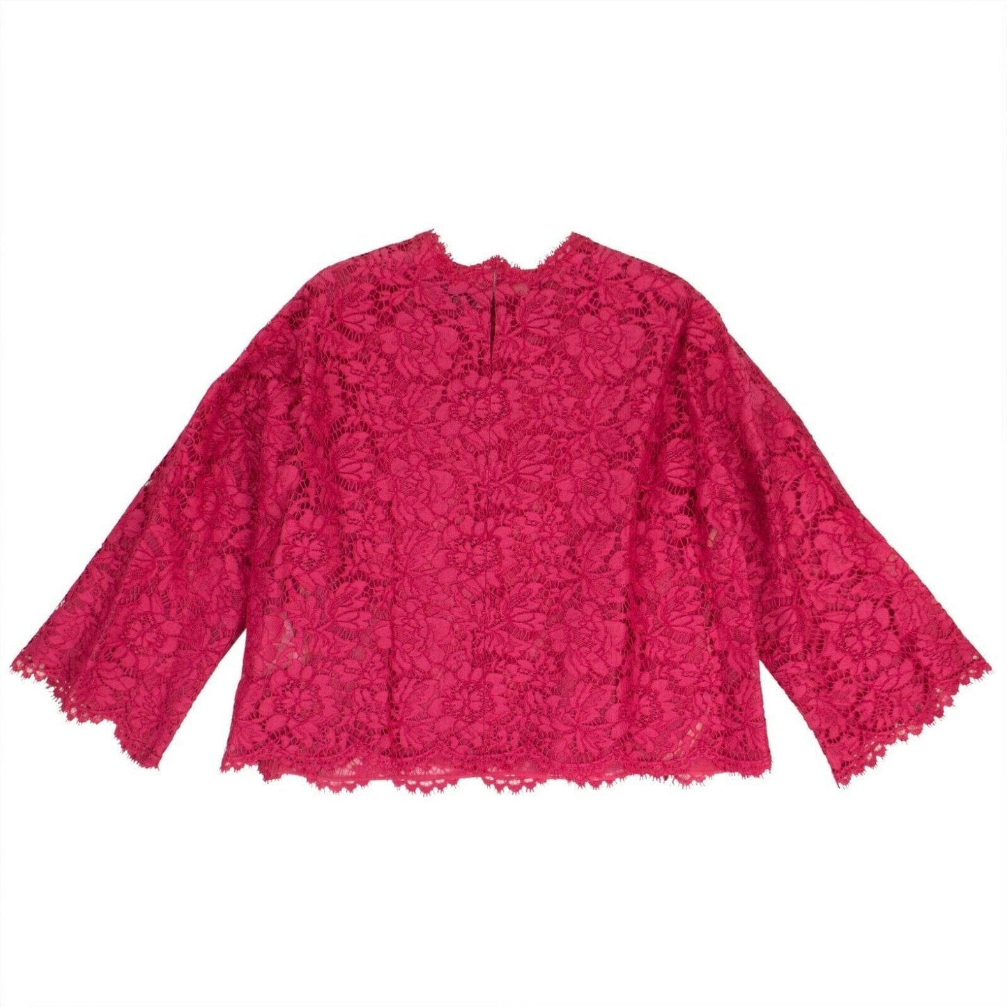 Lace Long Sleeve Floral Top - Pink