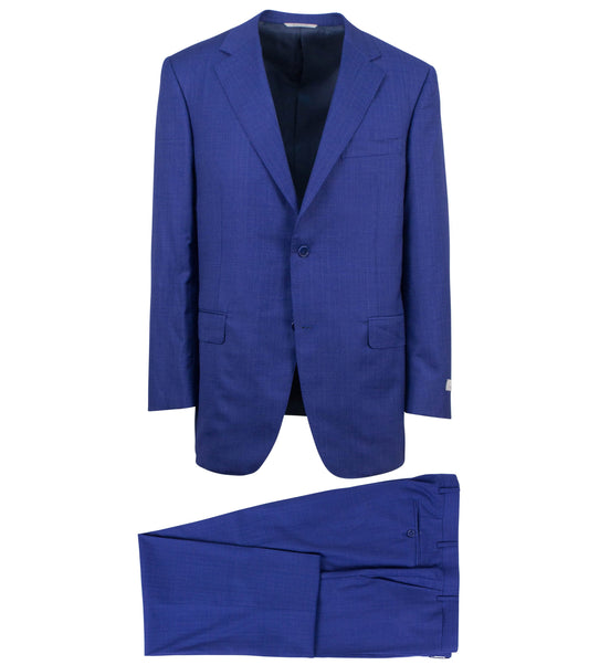 Wool 2 Button Slim Fit Travel Suit - Blue