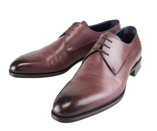 Burnished Leather Medallion Oxfords - Brown