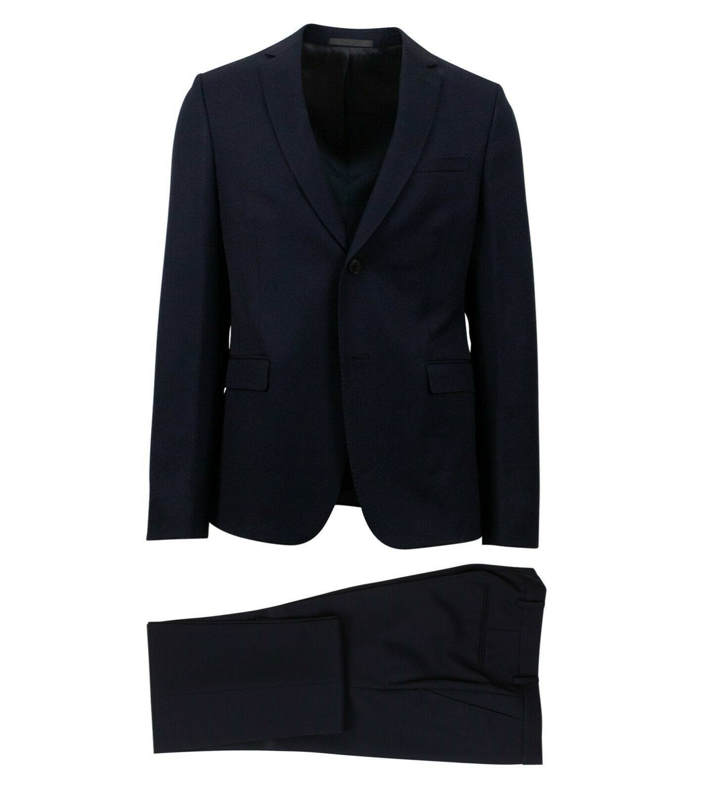 Wool 2 Button Suit - Navy Blue