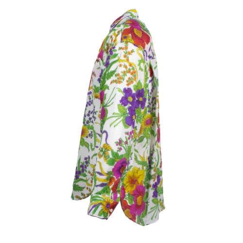 Multi-Color Silk Blend Oversized Button Down Shirt
