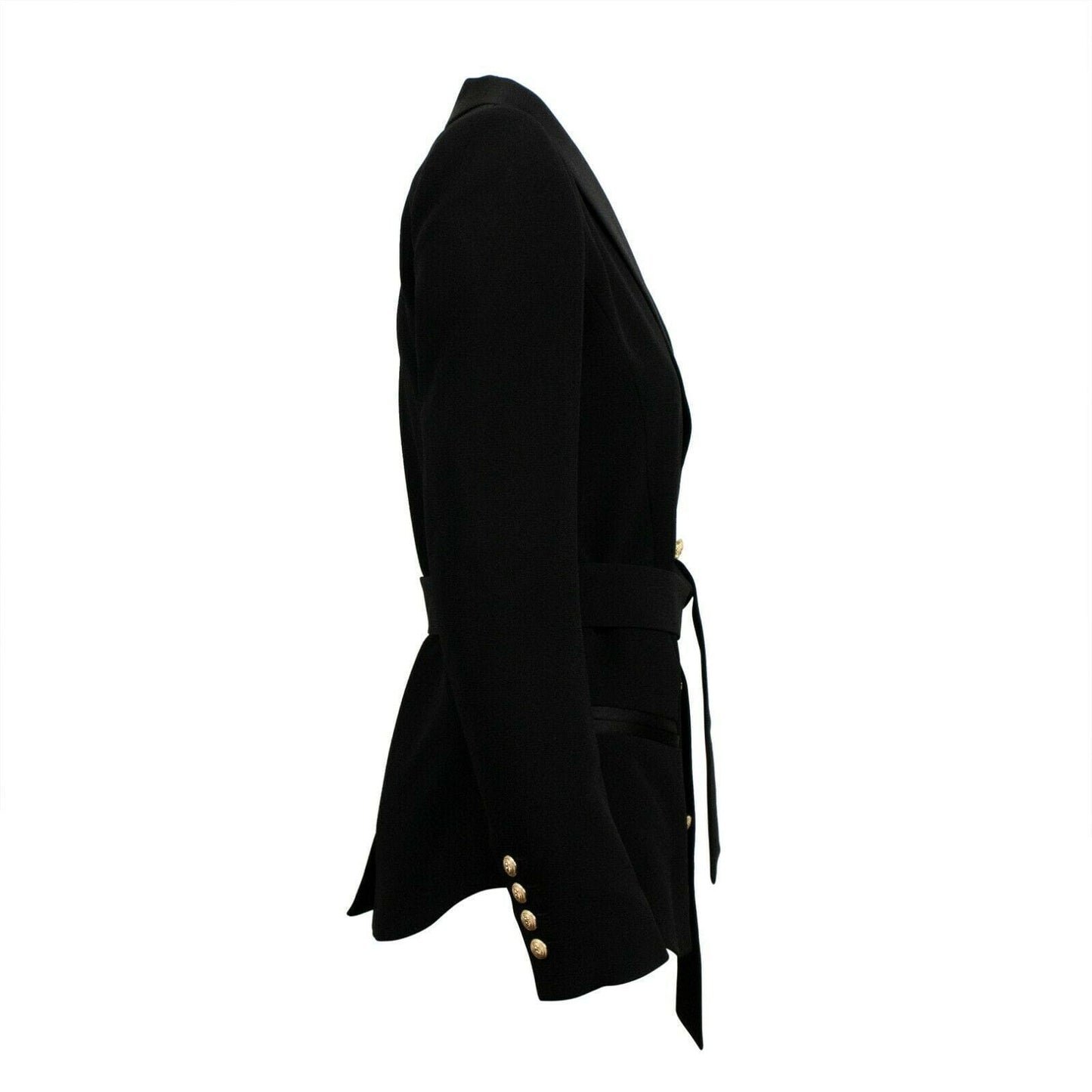 Viscose Blend Double-Breasted Blazer- Black