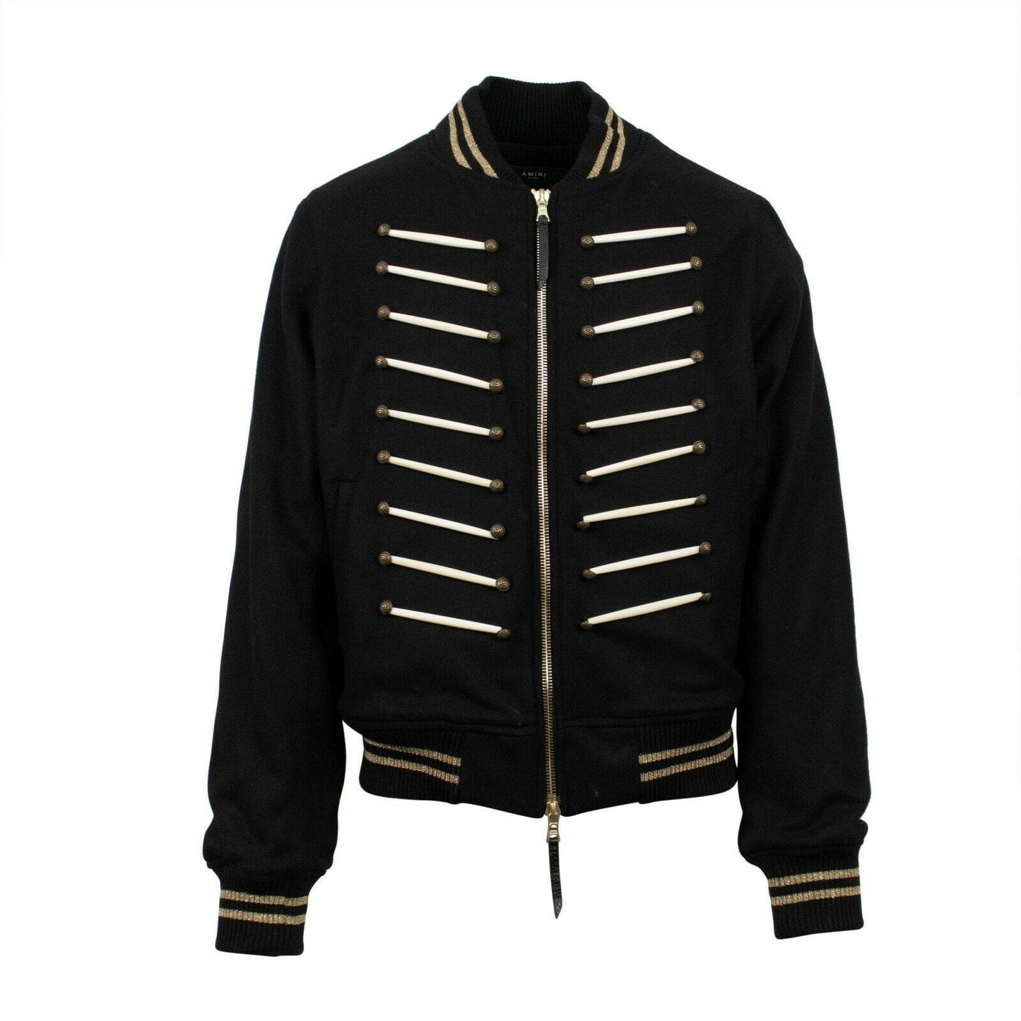 Wool-Blend "Forever" Stitched Bomber Jacket - Black