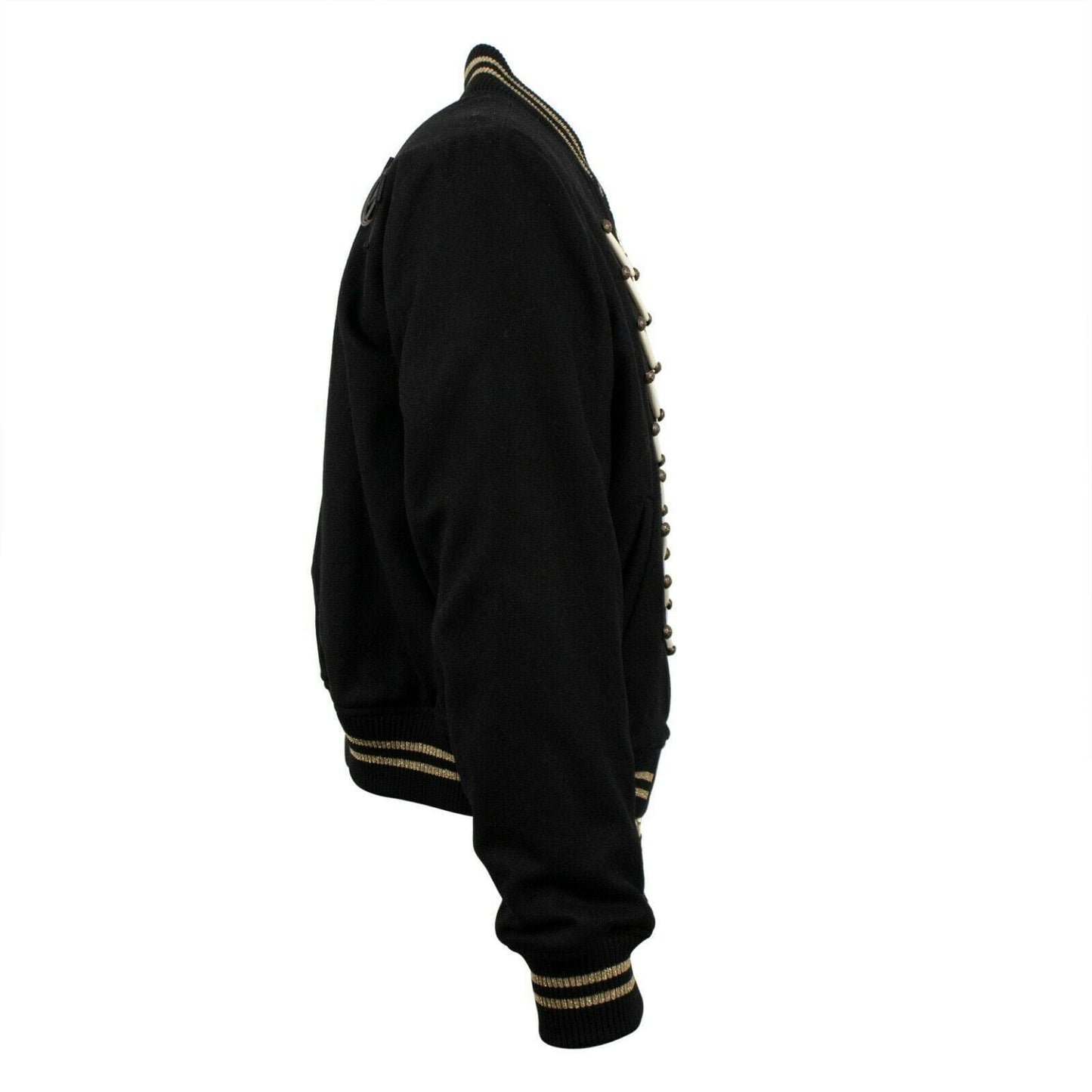 Wool-Blend "Forever" Stitched Bomber Jacket - Black