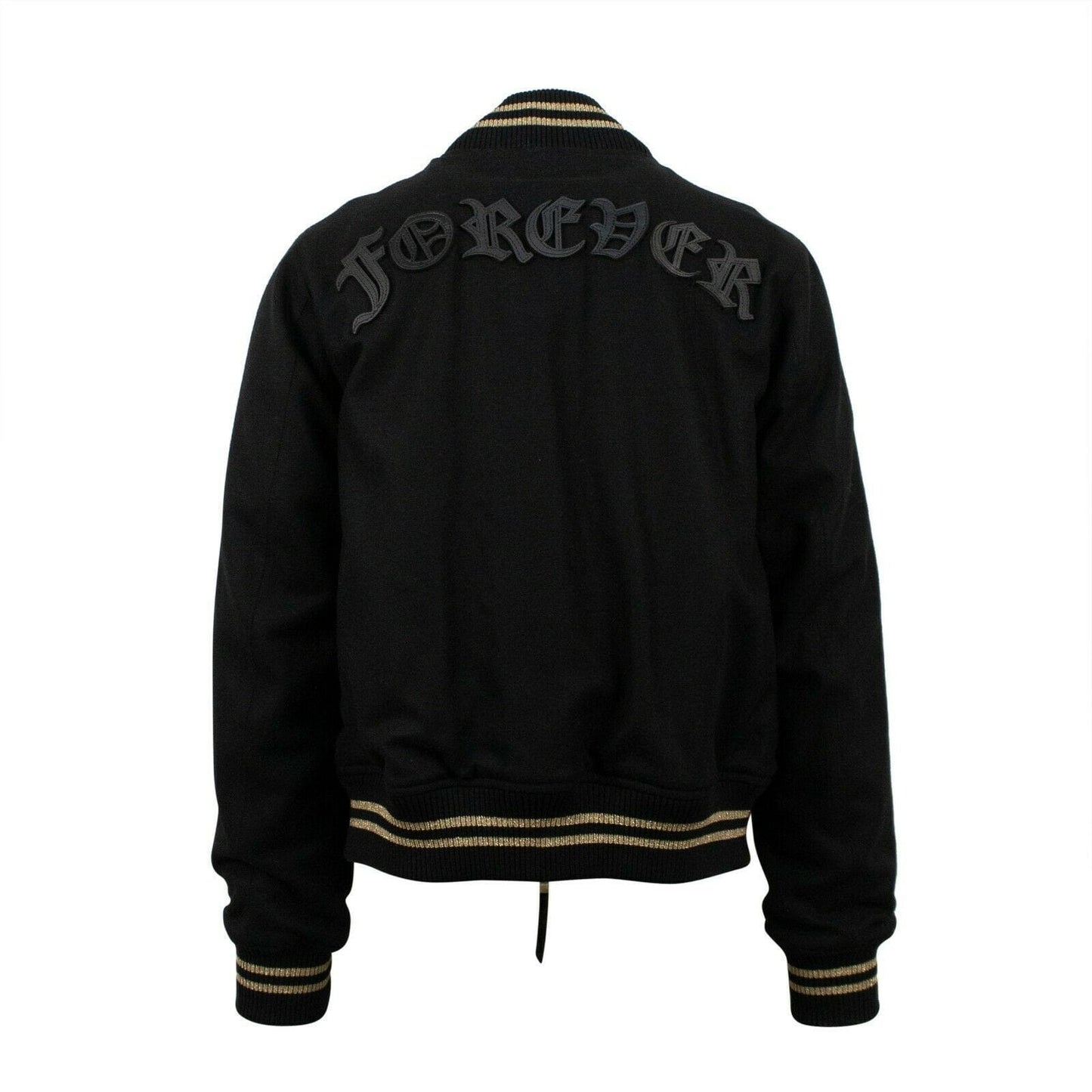 Wool-Blend "Forever" Stitched Bomber Jacket - Black