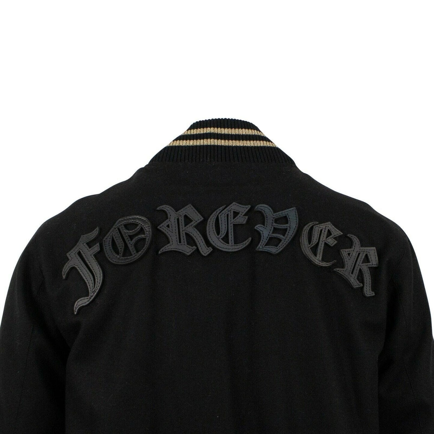 Wool-Blend "Forever" Stitched Bomber Jacket - Black