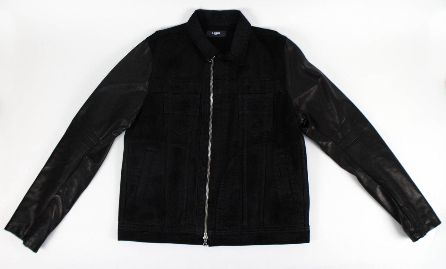 Black Denim/Leather Trucker Jacket