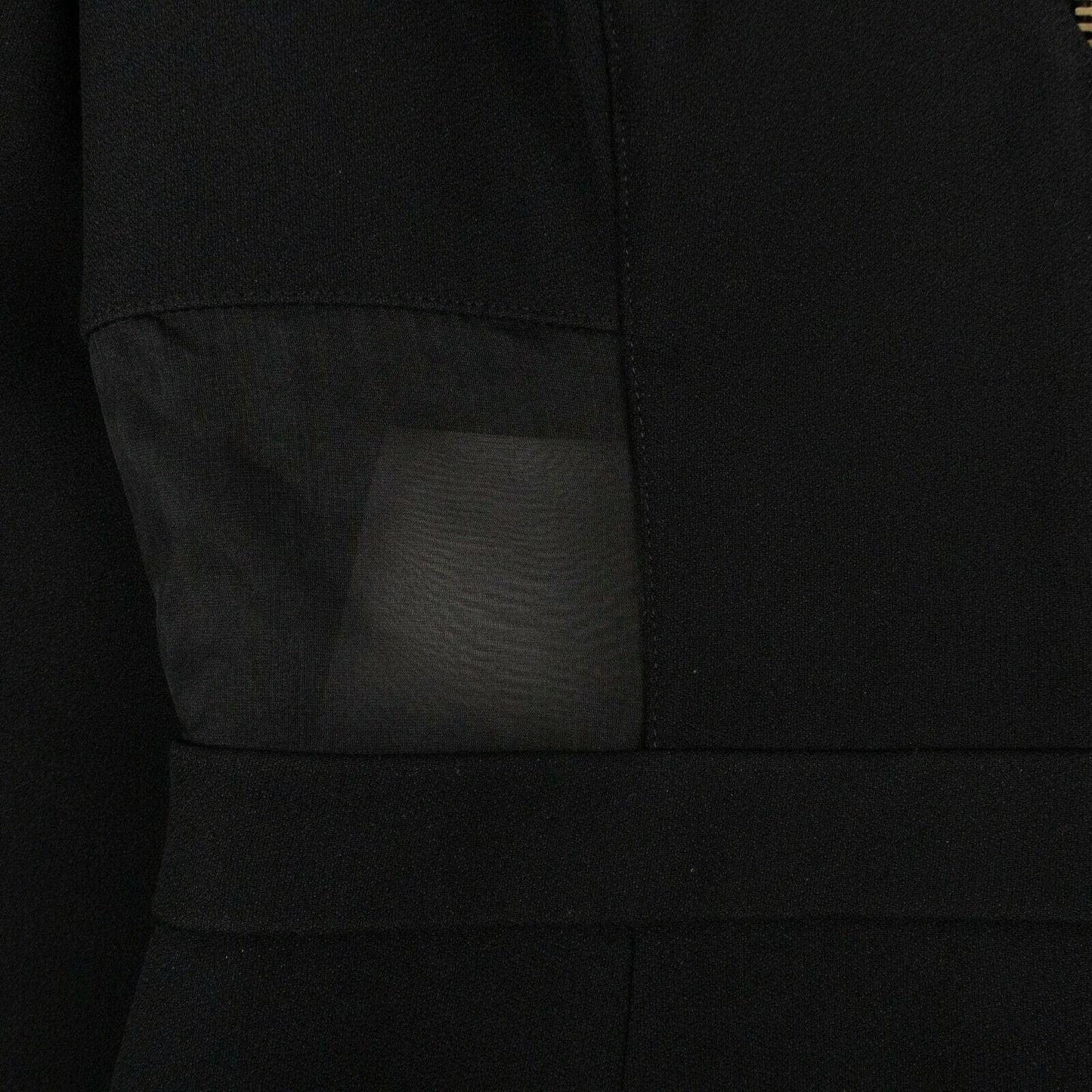 Deep V Neck And Mesh Paneled Dress - Black