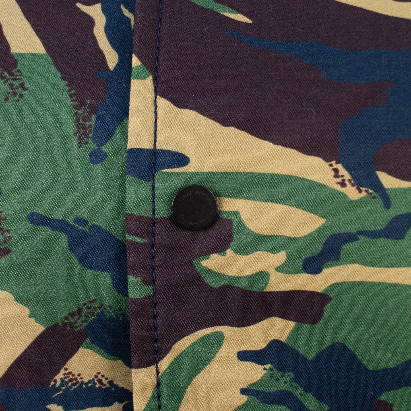 Camo Cotton & Leather Bomber Jacket - Green Camo / Black