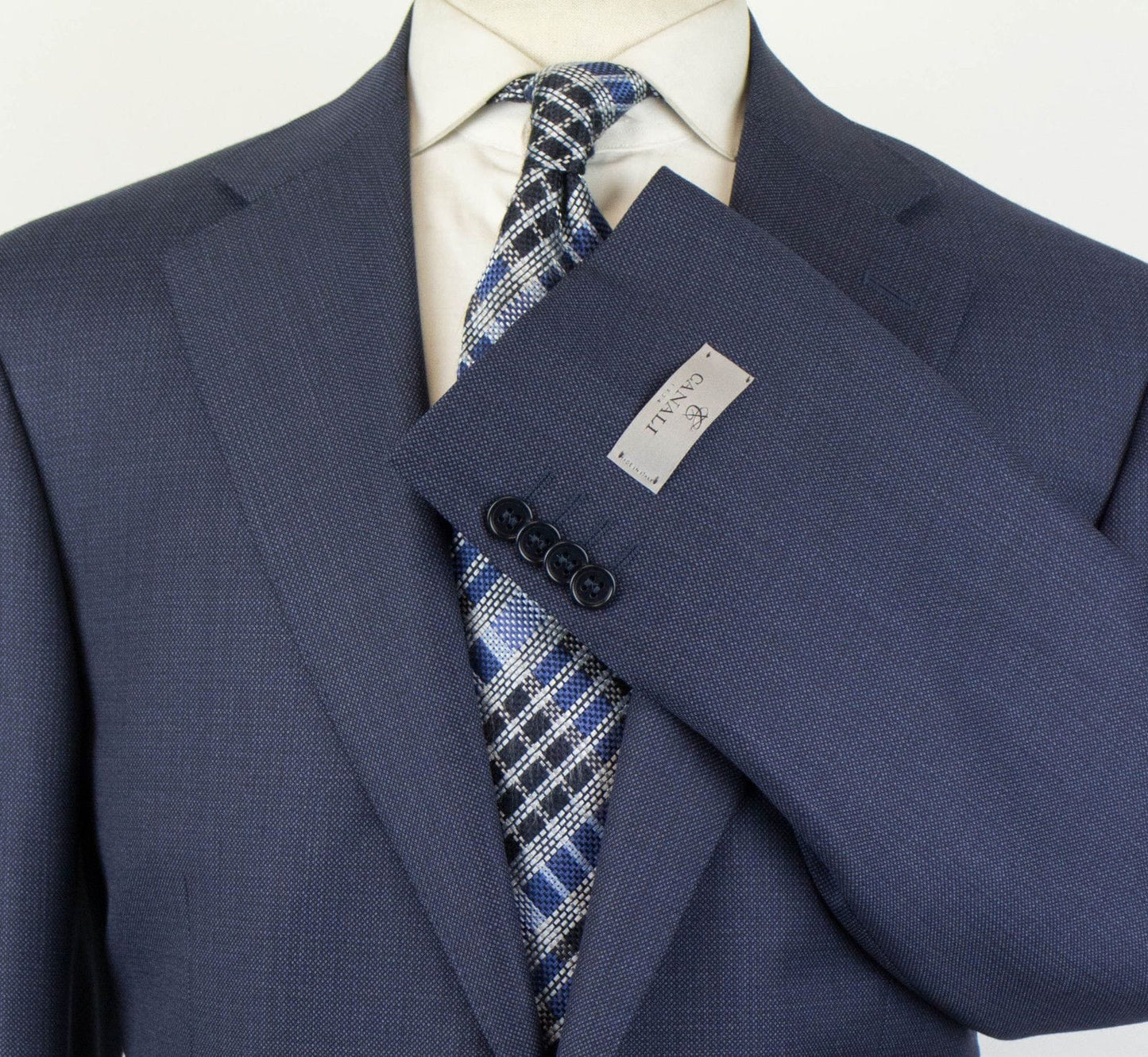 Yale Birdseye Wool 2 Button Slim Fit Suit - Blue