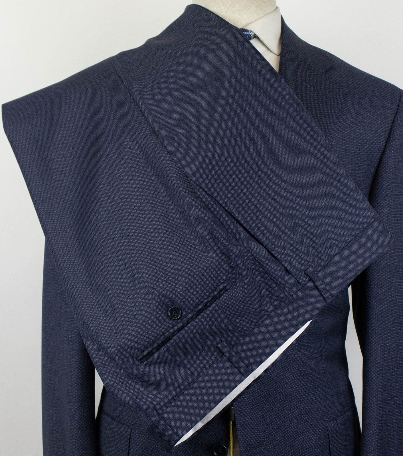 Yale Birdseye Wool 2 Button Slim Fit Suit - Blue