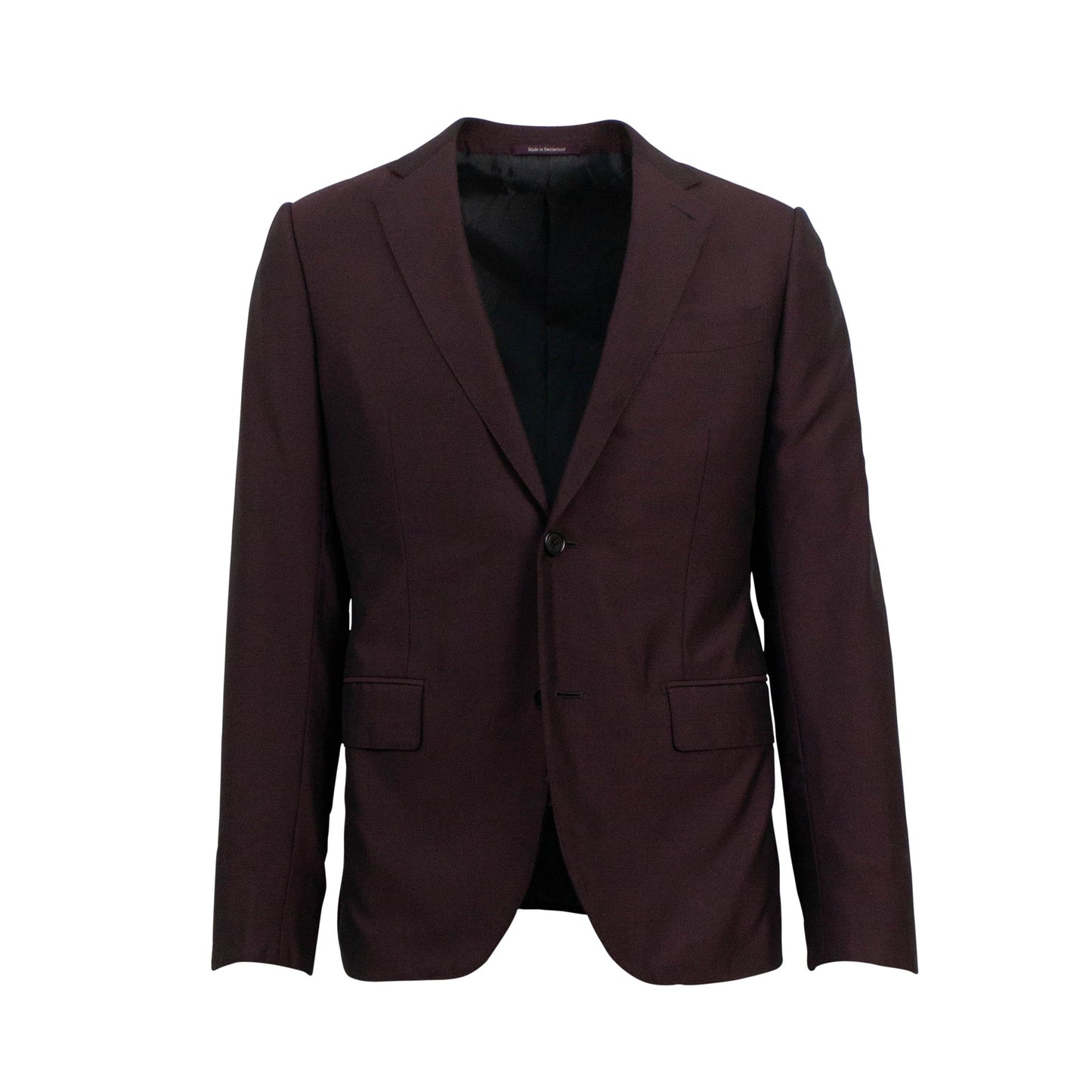 Wool Blend Two Button Suit - Maroon