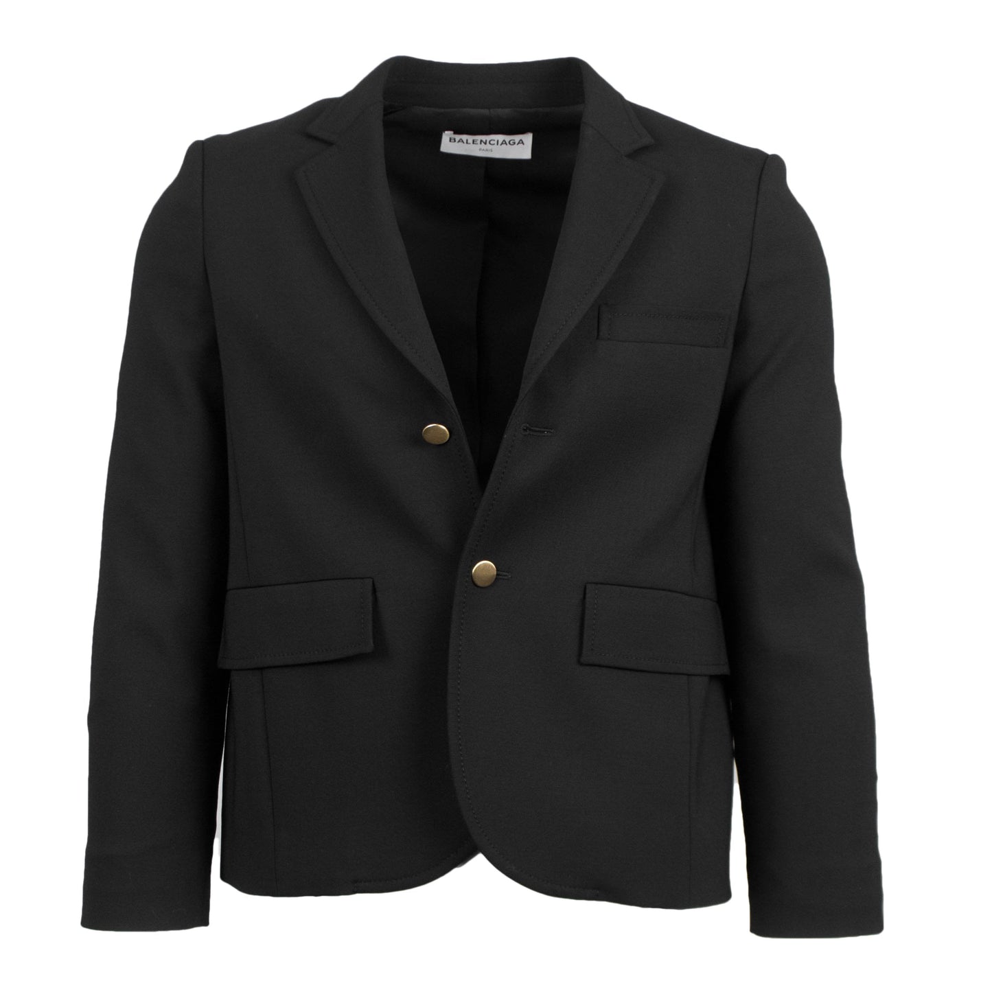Black Wool Blend 2 Button Sport Coat Blazer