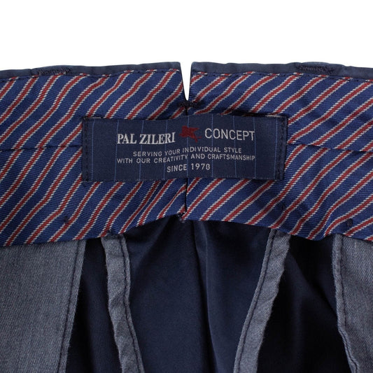 Blue Cotton Blend Pants