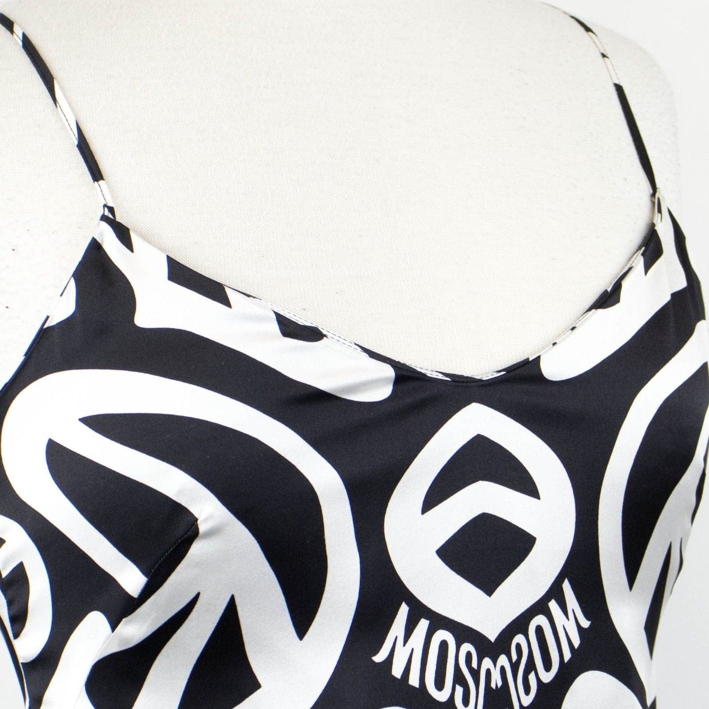 Moschino x Jeremy Scott Silk Peace Sign Print Dress - Black / White