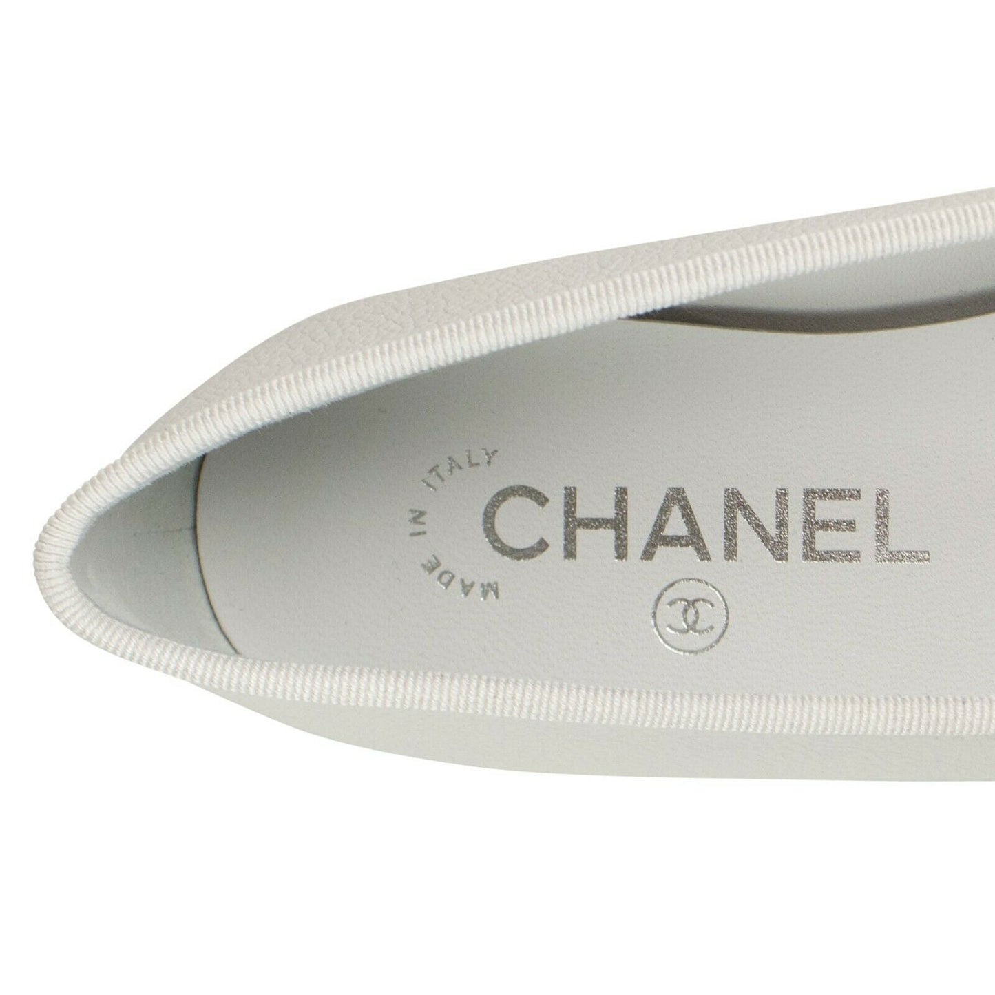 Calfskin Leather Cap Toe Flats - White