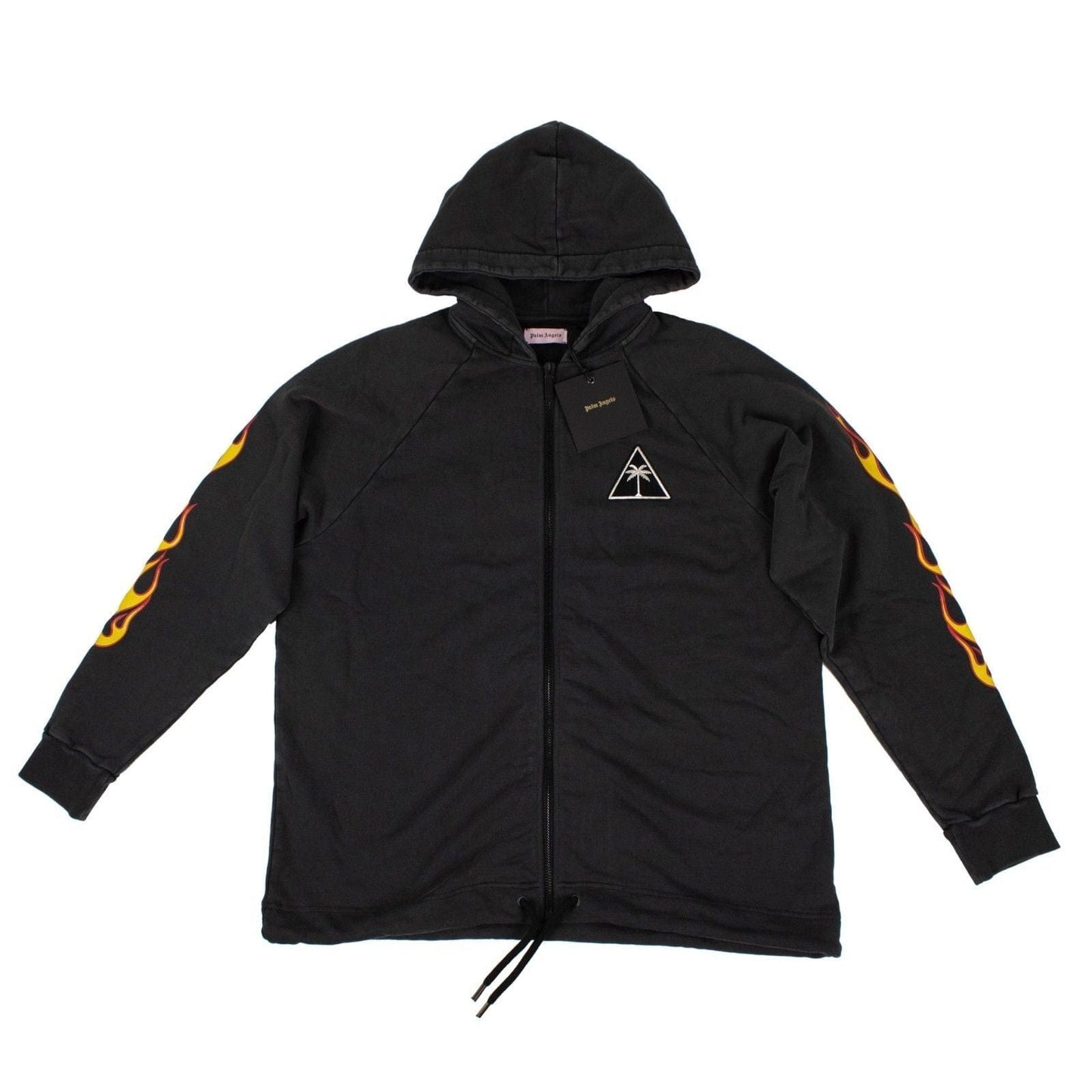 Black 'Over Palm & Flames' Zip Up Hoodie Sweatshirt