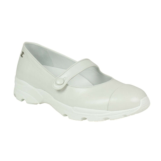 Calfskin Leather Mary Jane Sneakers Flats - White