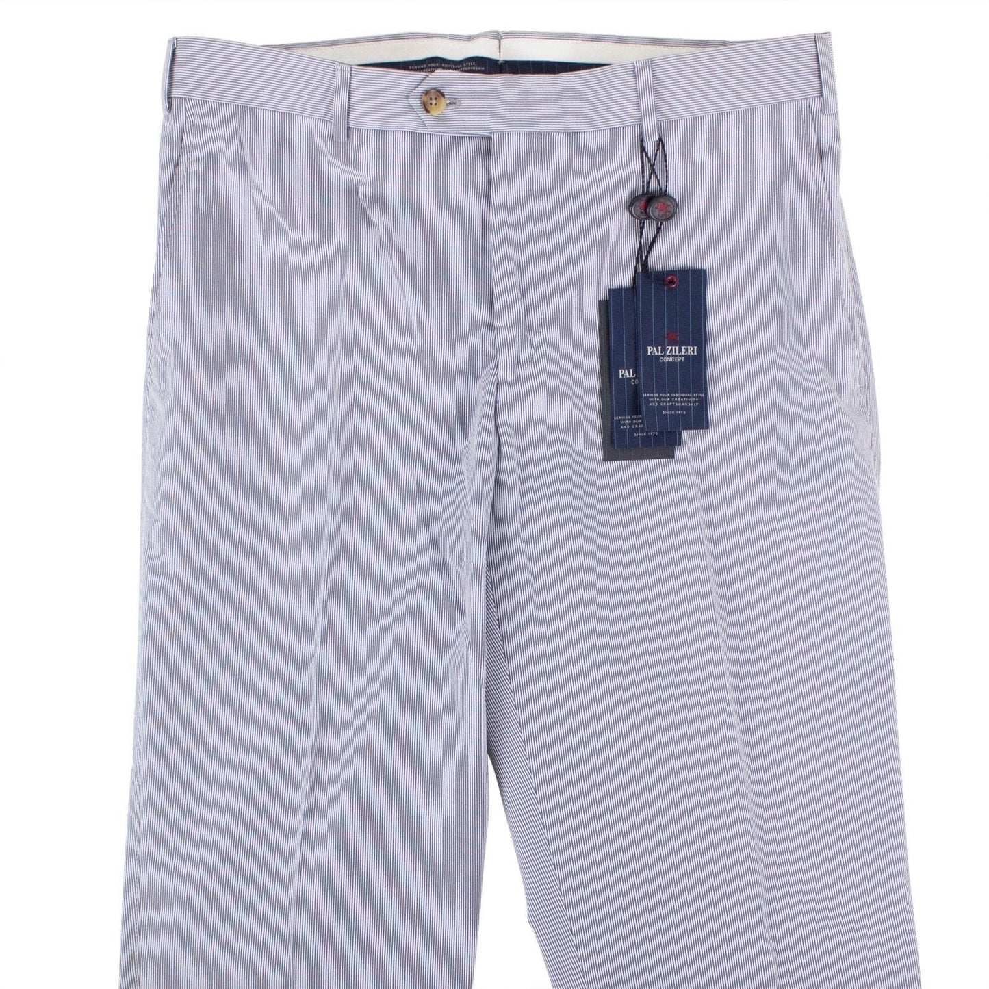 Blue Pinstripe Cotton Blend Dress Pants