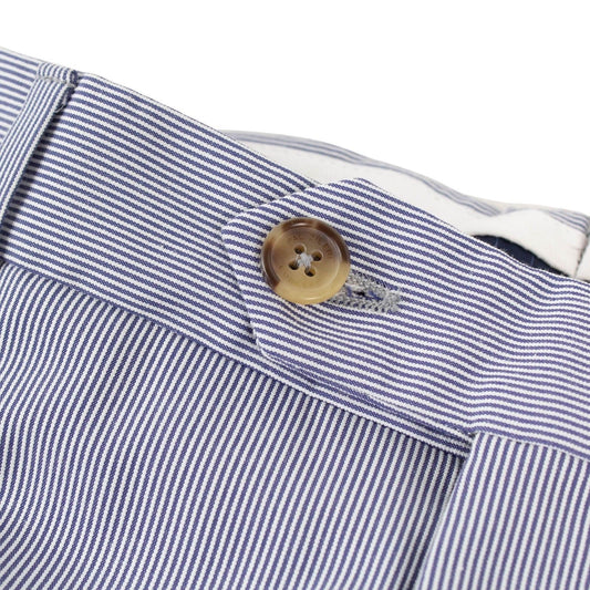 Blue Pinstripe Cotton Blend Dress Pants
