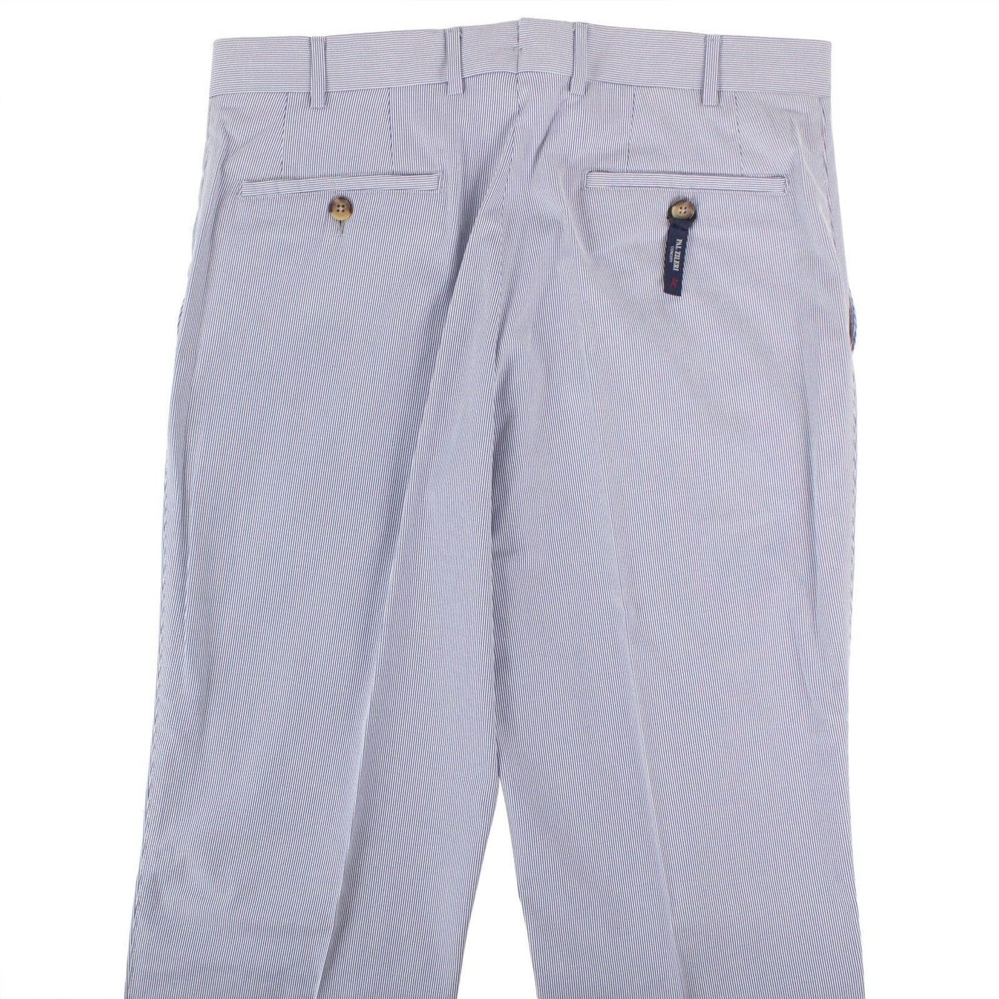 Blue Pinstripe Cotton Blend Dress Pants